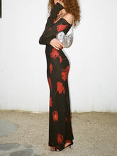 Printed V-neck High-waisted Hip Dress